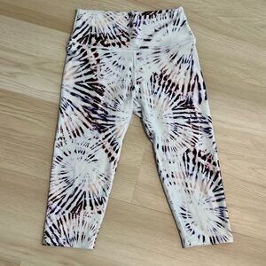 Peloton x WITH Tie Dye Burst Capris  White Purple Brown Women's Capri  XL